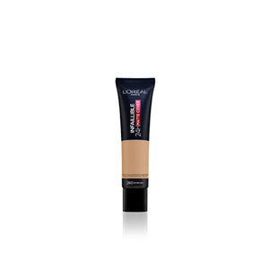 كريم أساس سائل لتغطية من لوريال باريس L'Oreal Paris Cover Liquid Foundation, With 4% Niacinamide, Long Lasting, Natural Finish, Available in 20 Shades, SPF 25, Infallible 32H Matte Cover, Shade 260, 30ml