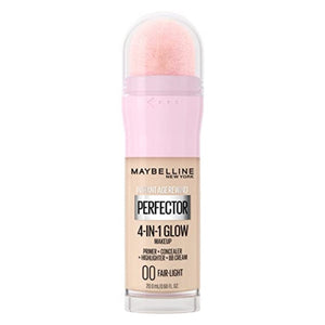 مكياج مايبيلين 4 في 1 جلو - برايمر وكونسيلر وهايلايتر وكريم بي بي Maybelline New York Instant Age Rewind Instant Perfector 4-In-1 Glow Makeup - Primer, Concealer, Highlighter and BB Cream in 1, Fair/Light, 0.68 fl oz