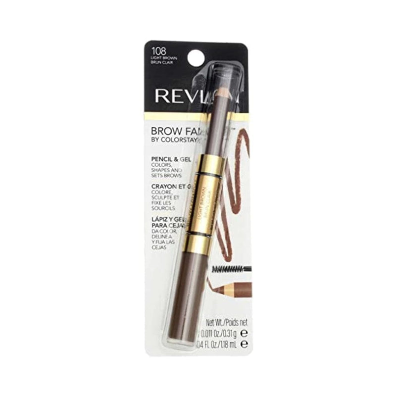 ريفلون براو فانتاسي قلم جل وجل بني فاتح [108] (عبوة من 7 قطع) Revlon Brow Fantasy Pencil & Gel, Light Brown [108], 0.04 oz (Pack of 7)