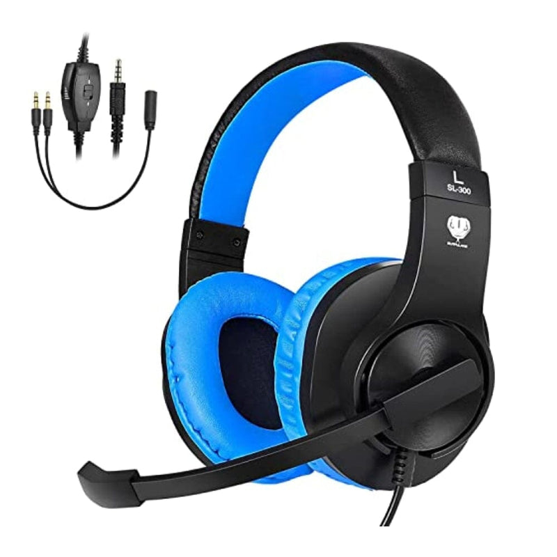 سماعة الألعاب الصوت المحيطي وإلغاء الضوضاء DIWUER Gaming Headset for Nintendo Switch, Xbox One, PS4, Bass Surround and Noise Cancelling 3.5mm Over Ear Headphones with Mic for Laptop PC Smartphones (Blue)