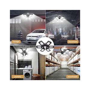مصباح سقف Rufbjkd LED Garage Light, 200W LED Shop Light, Super Bright Deformable LED Garage Ceiling Light with 6 Adjustable Panels, Ideal for Workshop/Attic/Barn/Basement (2 Pack)