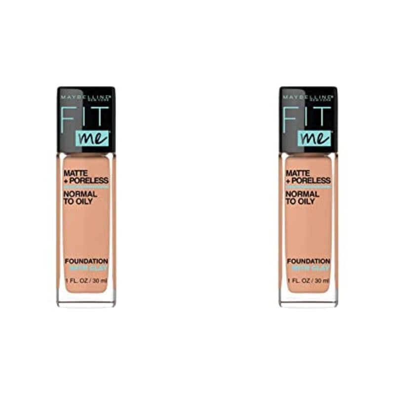 كريم أساس سائل من مايبيلين فيت مي غير لامع + خافي المسام Maybelline Fit Me Matte + Poreless Liquid Foundation Makeup, Classic Beige, 1 fl; oz; Oil-Free Foundation (Pack of 2)