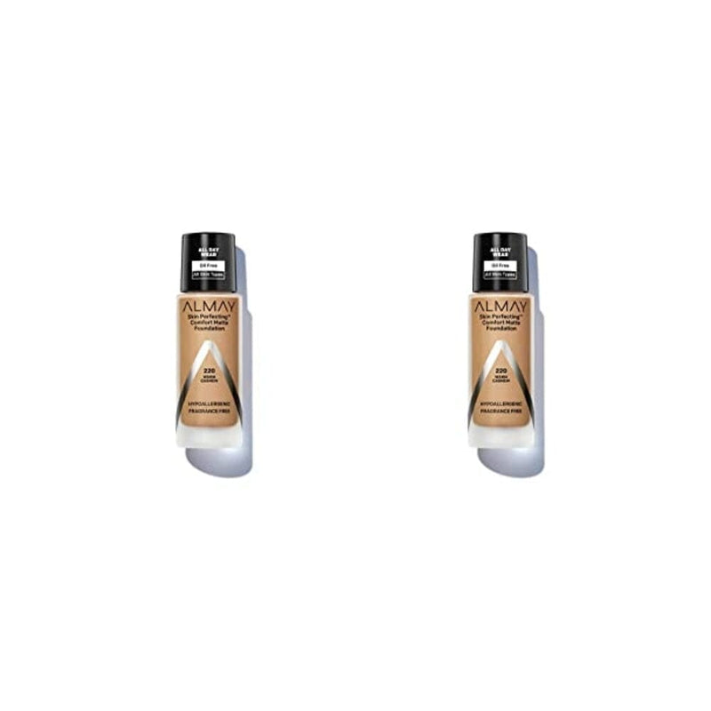 كريم أساس غير لامع سكين بيرفكتينج كومفورت من ألماي Almay Skin Perfecting Comfort Matte Foundation, Hypoallergenic, Cruelty Free, Fragrance-Free, Dermatologist Tested Liquid Makeup, Warm Cashew, 1 Fluid Ounce (Pack of 2)