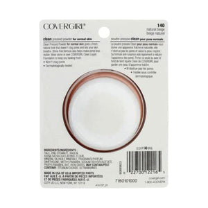 بودرة مضغوطة نظيفة بيج طبيعي [140] 0.39 أونصة (عبوة من قطعتين) CoverGirl Clean Pressed Powder Compact, Natural Beige [140], 0.39 oz (Pack of 2)