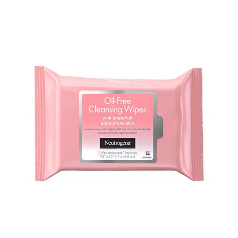 نيوتروجينا مناديل تنظيف خالية من الزيوت للبشرة المعرضة لحب الشباب Neutrogena Oil-Free Cleansing Wipes for Acne Prone Skin, Pink Grapefruit, 25 ea - 2pc