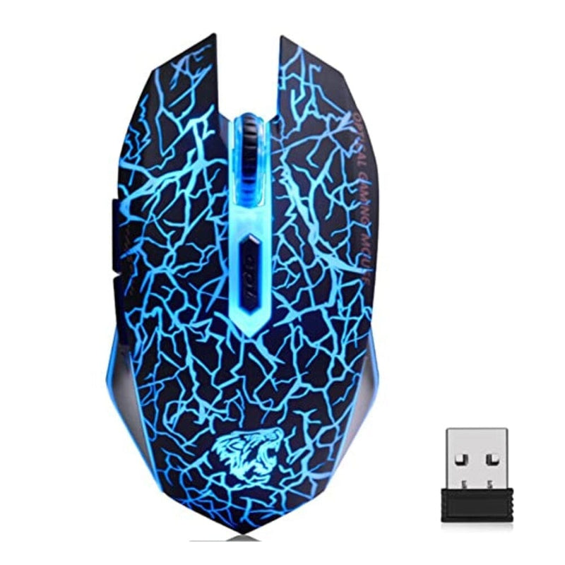 ماوس ألعاب لاسلكي فأرة كمبيوتر بصري قابل لإعادة الشحن TENMOS M2 Wireless Gaming Mouse, Silent Rechargeable Optical USB Computer Mice Wireless with 7 Color LED Light, Ergonomic Design, 3 Adjustable DPI Compatible with Laptop/PC/Notebook, 6 Buttons (Black)