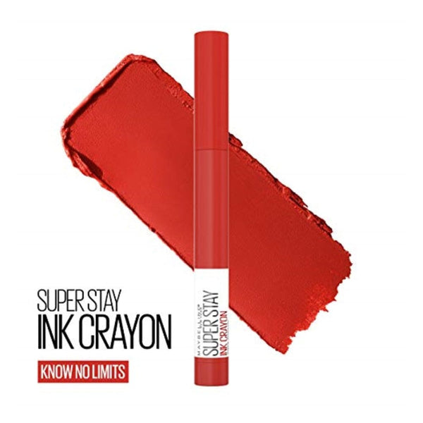 احمر الشفاه مايبيلين سوبر ستاي انك كرايون ماتي طويل الثبات مع مبراة مدمجة Maybelline SuperStay Ink Crayon Matte Longwear Lipstick With Built-in Sharpener, Know No Limits, 0.04 Ounce