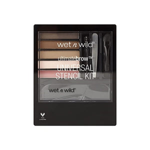 مجموعة أدوات الاستنسل العالمية للحواجب من ويت إن وايلد Wet n Wild Ultimate Eyebrow Universal Stencil Kit, 5 Brow Color Makeup Set, Spoolie For Brushing and Blending, Hair Removal Tweezers, Sponge Brush Applicator, 3 Stencils, Universal Appeal