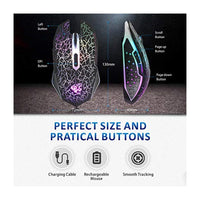 ماوس ألعاب لاسلكي فأرة كمبيوتر بصري قابل لإعادة الشحن TENMOS M2 Wireless Gaming Mouse, Silent Rechargeable Optical USB Computer Mice Wireless with 7 Color LED Light, Ergonomic Design, 3 Adjustable DPI Compatible with Laptop/PC/Notebook, 6 Buttons (Black)