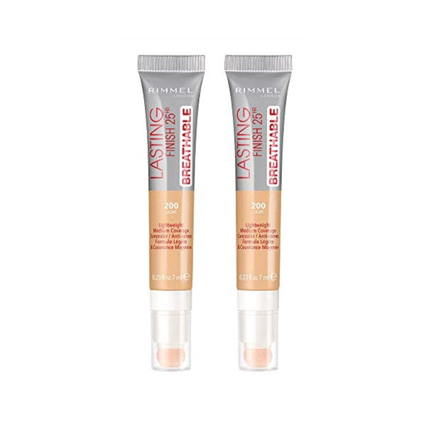 خافي عيوب البشرة يدوم طويلاً من ريميل Rimmel Lasting Finish Breathable Concealer, Light, 0.23 Fl Oz, 2 Count (Pack of 1)