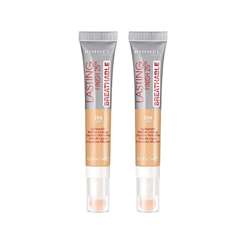 خافي عيوب البشرة يدوم طويلاً من ريميل Rimmel Lasting Finish Breathable Concealer, Light, 0.23 Fl Oz, 2 Count (Pack of 1)