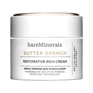 كريم الوجه الغني المرمم باتر مينيرالز bareMinerals Butter Drench Restorative Rich Face Cream, Hydrating Face Lotion, Helps Skin Retain Moisture, Soothes Dry Skin, Non-Comedogenic, Vegan