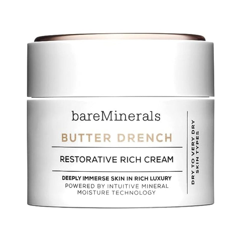 كريم الوجه الغني المرمم باتر مينيرالز bareMinerals Butter Drench Restorative Rich Face Cream, Hydrating Face Lotion, Helps Skin Retain Moisture, Soothes Dry Skin, Non-Comedogenic, Vegan