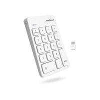 لوحة مفاتيح رقمية لاسلكية Macally 2.4G Wireless Numeric Keypad USB C - The Perfect MacBook Sidekick - Rechargeable USB C Number Pad with 18 Scissor Switch Keys - Type C Numeric Keypad for Mac PC iPad and Chrome - White