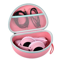 حافظة سماعة رأس باللون الوردي Headphone Case for Riwbox CT-7 Pink/for Jack CT-7S Cat Green 3.5mm/ for iClever IC-HS01/ for Mpow BH297B Wired/for Picun Bluetooth Wireless Over-Ear Headphones Headset for Kids-Box Only-Pink