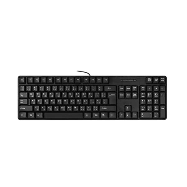 لوحة مفاتيح كمبيوتر سلكية عربية / إنجليزية MCSaite Wired Arabic/English Computer Keyboard, Full-Size Keyboard, 104-keys, USB Plug-and-Play, Foldable Stands, Compatible with PC, Laptop