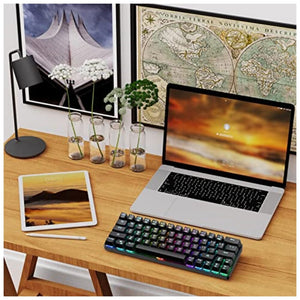 لوحة مفاتيح ميكانيكية سلكية لاسلكية للألعاب DIERYA DK63N 60% Wireless Wired Mechanical Gaming Keyboard, RGB Backlit Bluetooth Keyboard w/Arrow Keys, 63 Keys Ultra-Compact Keyboard Full Keys Programmable w/Blue Switch for Windows Laptop PC Mac