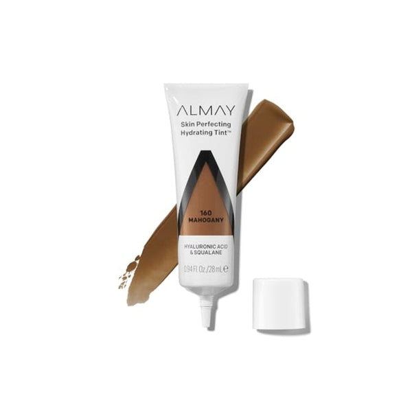 صبغة كريم أساس سائل مرطب من ألماي Almay Hydrating Liquid Foundation Tint, Lightweight with Light Coverage, Naturally Dewy Finish, Hypoallergenic, Dermatologist Tested, Fragrance Free, 160 Mahogany, 0.94 fl oz.