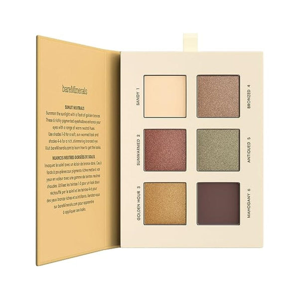 لوحة ظلال العيون المعدنية من بار مينيرالز bareMinerals Mineralist Eyeshadow Palette, Six Richly Pigmented + Blendable Shades, Talc-Free Eye Shadow Palette Makeup, Vegan (Sunlit)