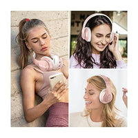 سماعات بلوتوث لاسلكية فوق الأذن مزودة بميكروفون Glynzak Wireless Bluetooth Headphones Over Ear 65H Playtime HiFi Stereo Headset with Microphone and 6EQ Modes Foldable Bluetooth V5.3 Headphones for Travel Smartphone Computer Laptop Rose Gold