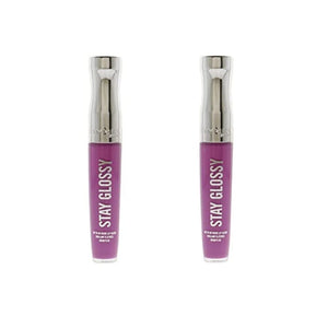 عبوة من 2 ملمع شفاه ريميل ستاي جلوسي Pack of 2 Rimmel Stay Glossy 6HR Lip Gloss, Purple Parlour # 155