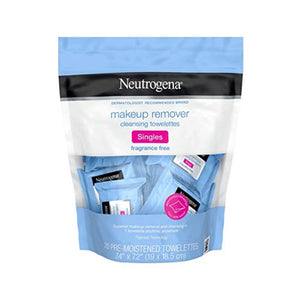 مناديل مزيل المكياج الفردية من نيوتروجينا Neutrogena Make-Up Remover Toweltte Singles 20 Count No Fragrance (Pack of 6)