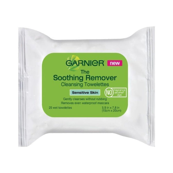 مناديل تنظيف ومزيلات ملطفة من غارنييه للبشرة الحساسة 25 قطعة (عبوة من 3 قطع) Garnier Soothing Remover Cleansing Towelettes For Sensitive Skin, 25 Count (Pack of 3)