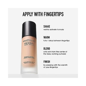 كريم أساس سائل طبيعي مشع من بار مينيرالز أوريجينال بعامل حماية من الشمس bareMinerals Original Pure Serum Radiant Natural Liquid Foundation Mineral SPF 20 Deep Cool 6