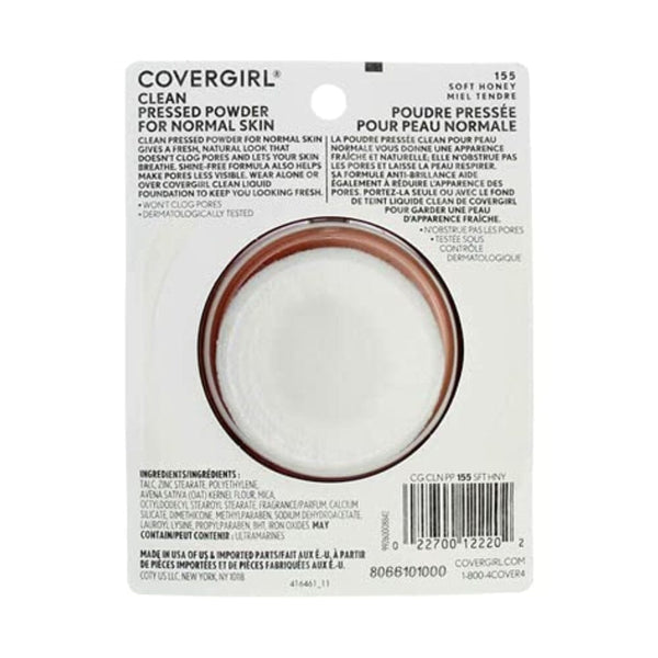 مسحوق نظيف مضغوط ناعم بالعسل 155 0.39 أونصة (عبوة واحدة) CoverGirl Clean Pressed Powder, Soft Honey 155, 0.39 oz (1 Pack)