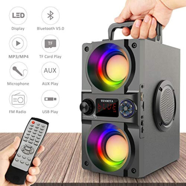 مكبر صوت بلوتوث Bluetooth Speaker, 40W (60W Peak) Portable Wireless Speaker with Colorful Lights, Double Subwoofer Heavy Bass, FM Radio, MP3 Player, Bluetooth 5.0, Loud Stereo Speaker for Home Outdoor Party Camping