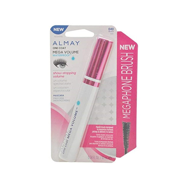 ماسكارا ألماي المقاومة للماء Almay Waterproof Mascara, Mega Volume, Lift & Length, Sensitive Eye Makeup, Hypoallergenic and Fragrance Free, 040 Waterproof Black, 0.34 Fl Oz