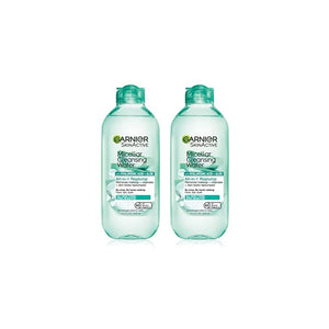 ماء ميسيلار مع حمض الهيالورونيك Garnier SkinActive Micellar Water with Hyaluronic Acid, Facial Cleanser & Makeup Remover, 13.5 Fl Oz (400mL), 2 Count (Packaging May Vary)