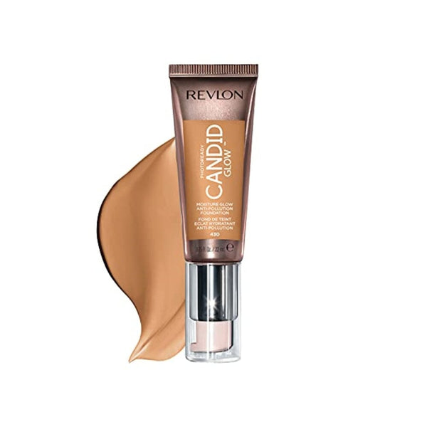 كريم أساس كانديد جلو مويستشر جلو مضاد للتلوث من ريفلون Revlon PhotoReady Candid Glow Moisture Glow Anti-Pollution Foundation with Vitamin E & Prickly Pear Oil, Anti-Blue Light Ingredients, without Parabens, Pthalates, & Fragrances, Honey Beige, 0.75 oz