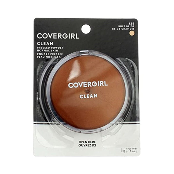 بودرة مضغوطة نظيفة باللون البيج CoverGirl Clean Pressed Powder Compact, Buff Beige [125], 0.39 oz (Pack of 4)