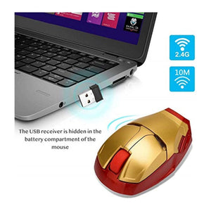 ماوس لاسلكي أيرون مان ماوس مريح 2.4 جرام للكمبيوتر المحمول المحمول Fitzladd Wireless Mouse Iron Man Mouse Ergonomic 2.4 G Portable Mobile Computer Click Silent Mouse Optical Mice with USB Receiver for Notebook PC Laptop Computer MacBook (Gold)