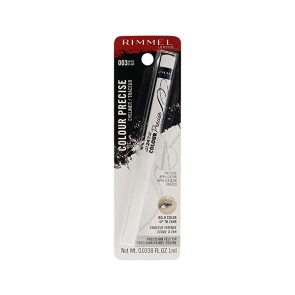 قلم تحديد العيون كولور بريسايس من ريميل لندن Rimmel London Colour Precise Eyeliner, Richly Pigmented, Easy to Apply, Long-Wearing, 003, White, 0.04oz