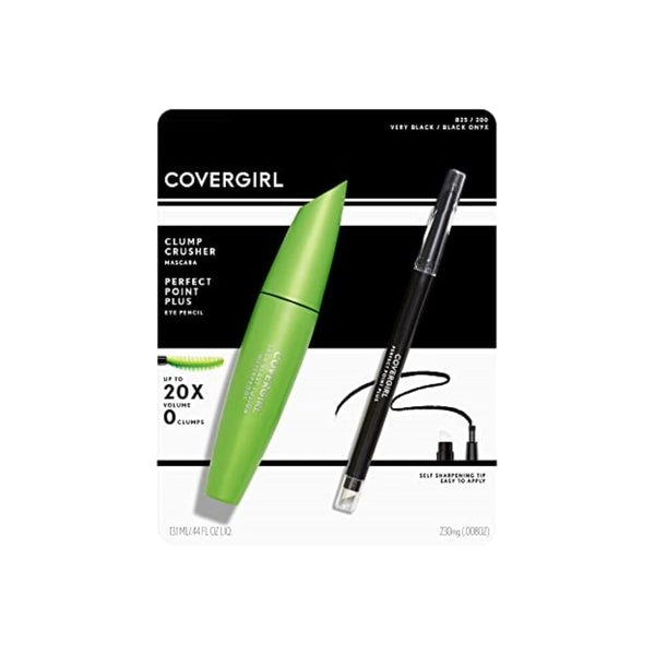 كوفرجيرل - ماسكارا كلمب كراشر آند بلس قلم تحديد العيون COVERGIRL Clump Crusher Mascara & Perfect Point Plus Eye Pencil Value Pack of 1, Mascara, Volume Mascara, Volume and Length Mascara, Lengthening Mascara, Monster Volume, Crush Those Clumps