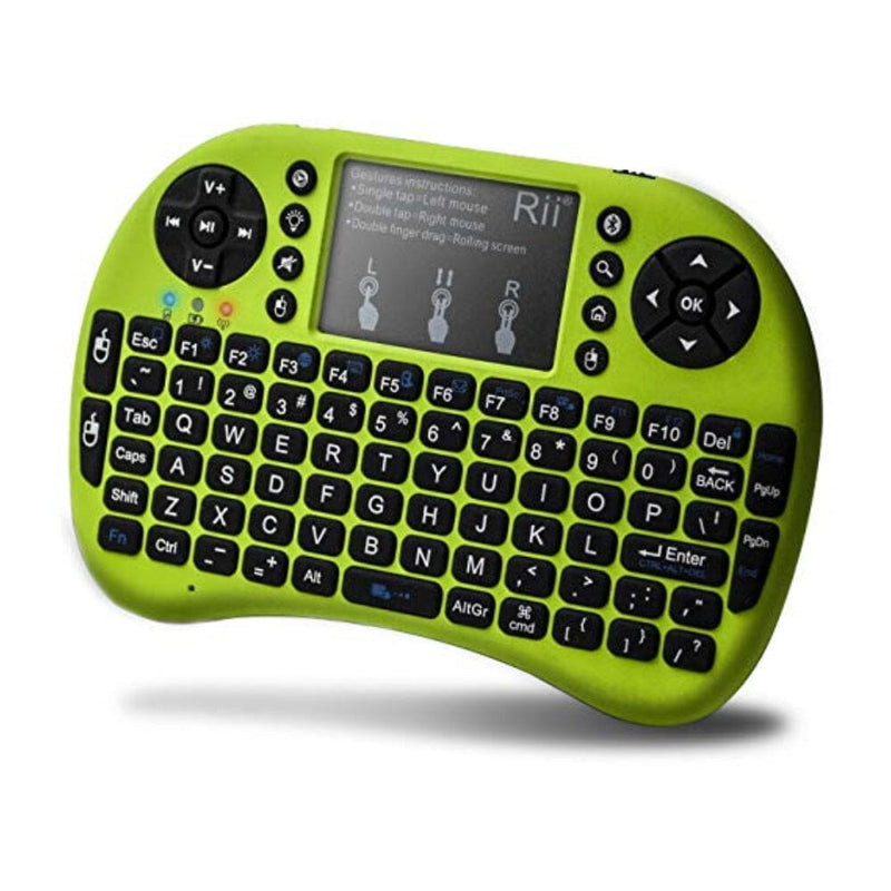  Rii i8+ Mini Bluetooth Keyboard with Touchpad＆QWERTY Keyboard,  Backlit Portable Wireless Keyboard for Smartphones  laptop/PC/Tablets/Windows/Mac/TV/Xbox/PS3/Raspberry Pi.Green : Electronics