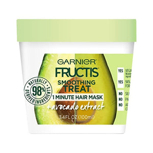 ماسك غارنييه فروكتيس لتنعيم الشعر لمدة دقيقة واحدة بخلاصة الأفوكادو (عبوة من قطعة واحدة) Garnier Fructis Smoothing Treat 1 Minute Hair Mask with Avocado Extract, 3.4 Fl Oz (Pack of 1)