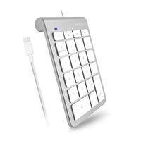 لوحة مفاتيح سلكية Macally Wired USB C Number Pad Keyboard - Type C Numeric Keypad for Laptop, Apple Mac iMac MacBook Pro/Air, Windows PC, or Desktop Computer - 10 Key USB Keypad Numpad with 5 Foot Cable - Silver