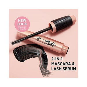 ماسكارا مكثفة ومصل للرموش IT Cosmetics Hello Lashes+ Volumizing Mascara & Lash Serum - Easy-to-Remove Formula - With Biotin, Argan Oil & Jojoba Oil - 0.28 fl oz