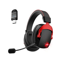 سماعة الألعاب اللاسلكية Wireless Gaming Headset, 2.4G Wireless Bluetooth USB Over Ear Headphones with 3.5mm Wired Jack & Detachable Noise Cancelling Mic & LED Light, Compatible with PC, PS4/5, MAC, Nintendo Switch, Mobile