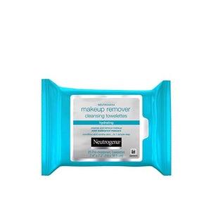 مناديل نيوتروجينا المرطبة والمزيلة لمكياج الوجه Neutrogena Hydrating Makeup Remover Face Wipes, Pre-Moistening Facial Cleansing Towelettes to Condition Skin & Remove Dirt, Oil, Makeup & Waterproof Mascara, Alcohol-Free, Value Pack 25 ct