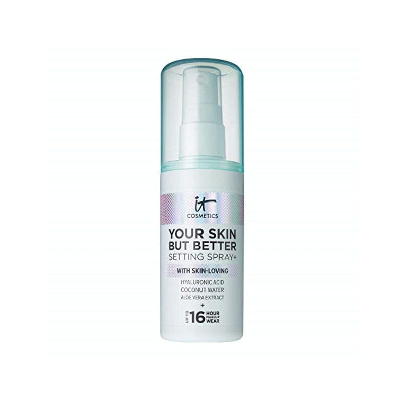 مستحضرات التجميل بشرتك ولكن أفضل إعداد الرذاذ IT Cosmetics Your Skin But Better Setting Spray+ - Protects Makeup, Controls Shine, Provides Hydration - 16-Hour Hold - With Hyaluronic Acid, Coconut Water & Aloe Vera - 3.4 fl oz