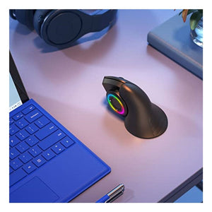 ماوس عمودي ماوس لاسلكي seenda Vertical Mouse, Wireless Ergonomic Mouse with Jiggler - Rechargeable Light Up Computer Mouse(DPI 1000/1600/2400) 2.4G USB Mouse Mover with LED Light for USB-Enabled Computers