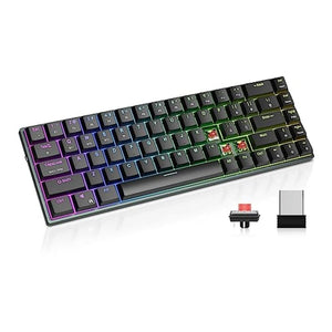لوحة مفاتيح ميكانيكية لاسلكية للألعاب  DURGOD Portable 60% Mechanical Wireless Gaming Keyboard, 68 Keys Bluetooth Keyboard, Hot-swappable Low Profile Choc Switch, RGB Lighting, PBT Keycaps for Mac Windows