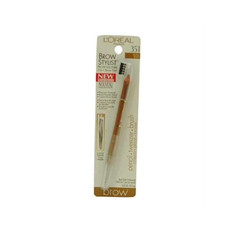 أداة تحديد الحواجب 3 في 1 من لوريال براو ستايلست أشقر L'Oreal Brow Stylist Professional 3-in-1 Brow Tool, Blonde 351 .02 oz (810 mg)