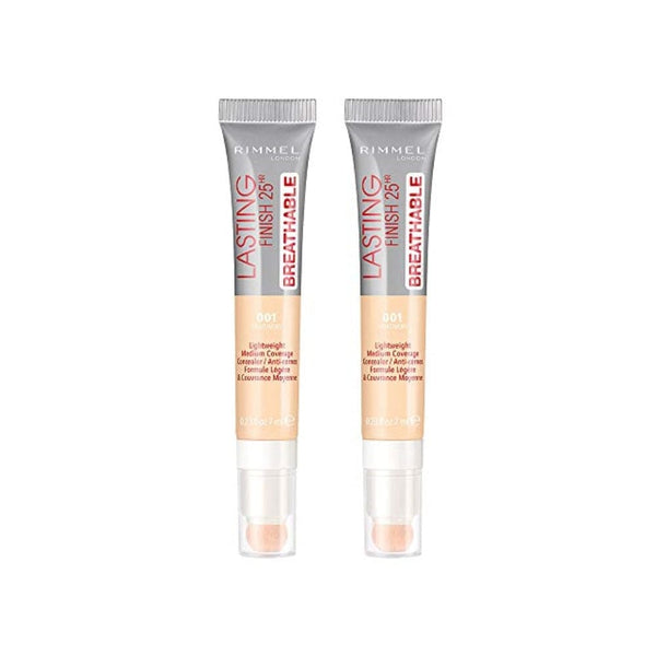 خافي عيوب البشرة يدوم طويلاً من ريميل Rimmel Lasting Finish Breathable Concealer, Light Ivory, 0.23 Fl Oz, Pack of 2