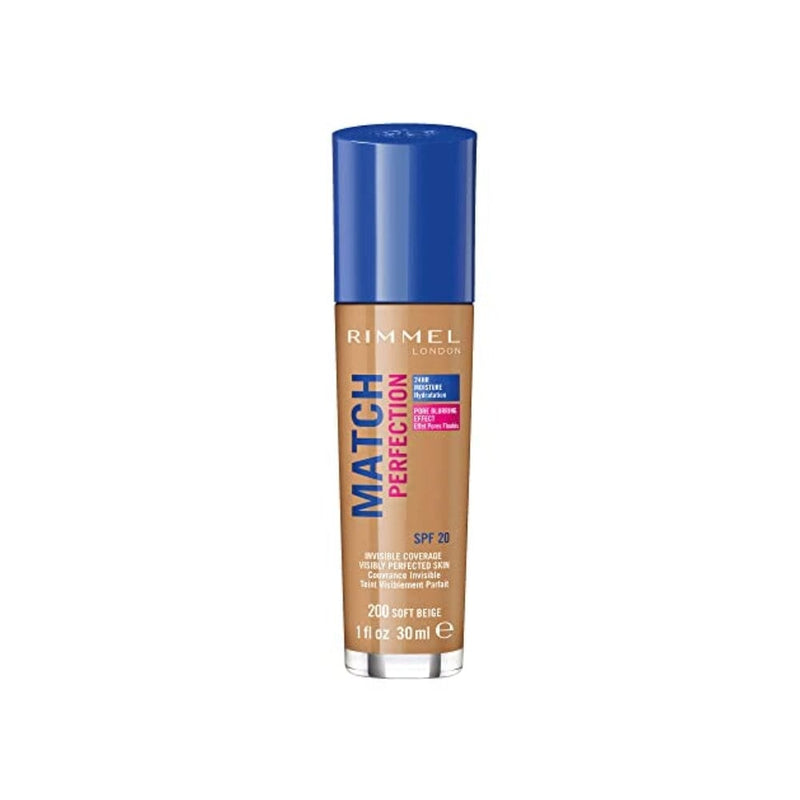 كريم أساس ريميل ماتش بيرفيكشن بعامل حماية من الشمس Rimmel Match Perfection Foundation Spf20 200 Soft Beige