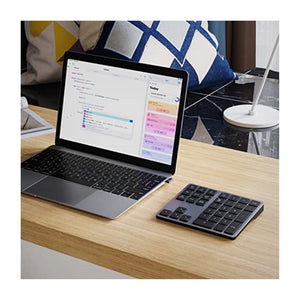 لوحة مفاتيح رقمية بإضاءة خلفية بتقنية البلوتوث Doohoeek Backlit Bluetooth Numeric Keypad for Laptops and Computers, Number Pads 34 Keys with 7-Color Backlight for MacBook & Windows, Gray